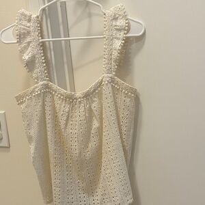 Sezane Cream eyelet Tank Top
